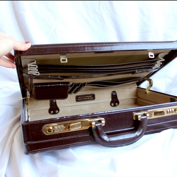 VINTAGE Genuine Leather Suitcase Buxton Brown | Excellent Condition Retro Unisex - Picture 5 of 15